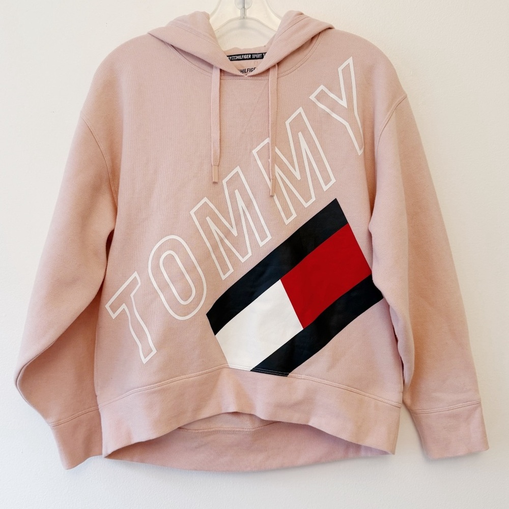 TOMMY HILFIGER Blush Logo Flag Pullover Hoodie